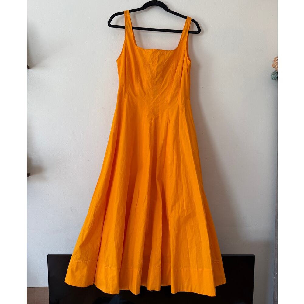 Zara bright orange poplin tank maxi dress L NWT